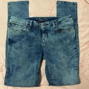 Bullhead Black 2000s Y2K Studded Pocket Low Rise Skinniest Skinny Jeans.